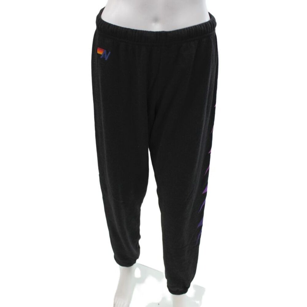 Aviator Nation Unisex Jogger Sweatpants Black Graphic Drawstring Size L